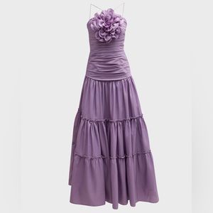 NWT Zac Posen Ruched Floral Applique Gown Size 12 in Lavender